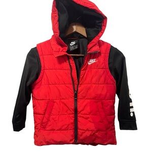 Nike Red Quilted Vest with Black Sleeves